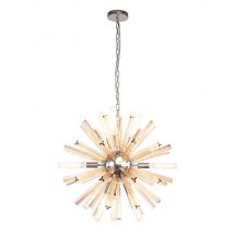 Hornby 10 Light E14, Round Pendant Polished Nickel , Champagne Gold Glass