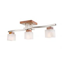 Dana Multi Arm Semi Flush Ceiling Light With Glass Shade, Rustic, 3x E14