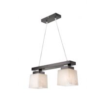 Kubus Bar Pendant Ceiling Light, Glass Shades Wenge, 2x E27