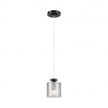Rosa Slim Pendant Ceiling Lights With Fabric Shade, Black, 1x E27