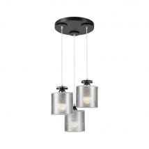 Rosa Cluster Pendant Ceiling Light With Fabric Shade, Black, 3x E27