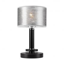 Rosa Cylindrical Table Lamp With Fabric Shade, Black, 1x E27