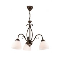 Adelle Multi Arm Pendant Ceiling Light With Glass Shades, Brown, 3x E27