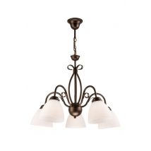 Adelle Multi Arm Pendant Ceiling Light With Glass Shades, Brown, 5x E27