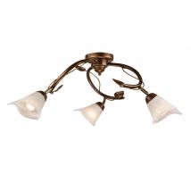 Bluszcz Multi Arm Semi Flush Ceiling Light With Glass Shades, Brown, 3x E14