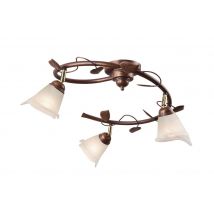 Bluszcz Multi Arm Semi Flush Ceiling Light With Glass Shades, Brown, 3x E14