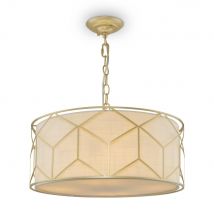 Classic Messina 4 Light Gold Pendant Ceiling Light Fabric Shade