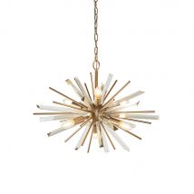 Salerno 6 Light Ceiling Pendant Antique Brass Plate With Champagne Glass
