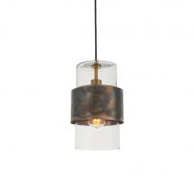 Palermo Pendant Ceiling Light Bronze Patina Plate & Clear Glass