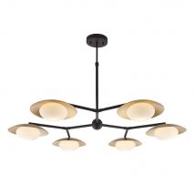 Tivoli 6 Light Ceiling Semi Flush Gold & Dark Bronze Finish With Opal Glass