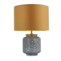 Merano Courmayeur Table Lamp Cobalt Glass & Gold Satin Fabric