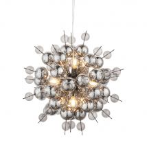 Pavia 9 Light Ceiling Pendant Black Chrome Plate With Smoked Mirror & Tinted Glass