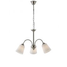 3 Light Multi Arm Pendant Ceiling Light Nickel Glass Shades 55.5x37.9cm