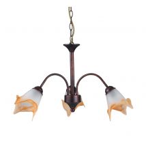 3 Light Multi Arm Pendant Ceiling Light Rust Glass 55.6x37.9cm