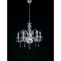 5 Light Chandeliers Chrome, Crystal 66x65cm