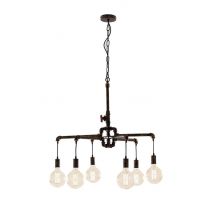 AMARCORD Industrial 6 Light Pendant Ceiling Light Rust 71x58cm