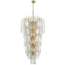 Waterfall 13 Light Gold 5 Tier Showerwith Xtal