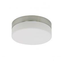 Ikaro Flush Ceiling Light Steel Brushed, Glass Matt IP44