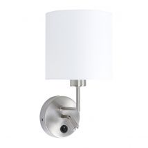 Norwegian Wall Lamp with Shade Steel Brushed, Linen Fabric