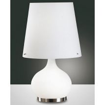 Ade Table Lamp with Round Tapered Shade White Glass, E14