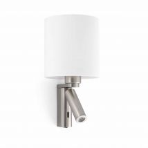 Rob 1 Light Indoor Wall Reading Light White, Satin Nickel with Shade, E27