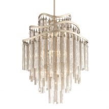 Chimera 10 Light Chandelier Silver Leaf, Glass