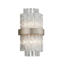 Chime 2 Light Wall Sconce Silver Leaf Polished Stainless, Glass