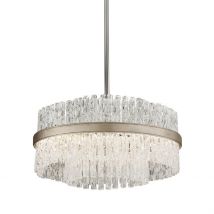 Chime 4 Light Pendant Silver Leaf Polished Stainless, Glass