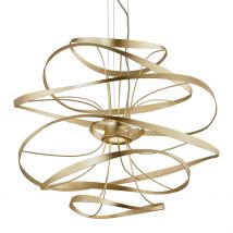 Calligraphy 2 Light Pendant Gold Leaf Polished Stainless, Glass, 2700K