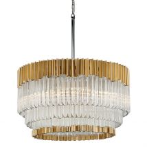 Charisma 8 Light Pendant Gold Leaf Polished Stainless, Crystal