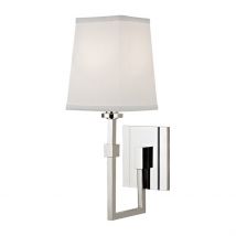 Fletcher 1 Light Wall Sconce Polished Nickel, Faux Silk