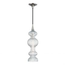 Pomfret 1 Light Pendant With Clear Glass Polished Nickel, Glass