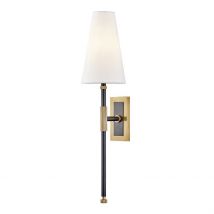 Bowery 1 Light "A" Wall Sconce Aged Brass, Linen