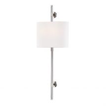 Bowery 2 Light Wall Sconce Polished Nickel, Linen