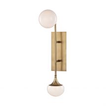 Fleming 2 Light Wall Sconce Brass, Glass, 3000K