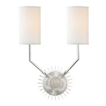Borland 2 Light Wall Sconce Polished Nickel, Silk
