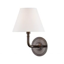 Signature No.1 1 Light Wall Sconce Distressed Bronze, Linen