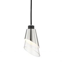 Angie 1 Light Pendant Polished Nickel, Glass