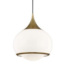Reese 1 Light Large Pendant Brass, Glass