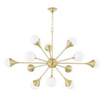 Ariana 12 Light Chandelier Brass, Glass, 2700K