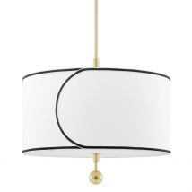 Zara 1 Light Large Pendant Brass, Belgian Linen