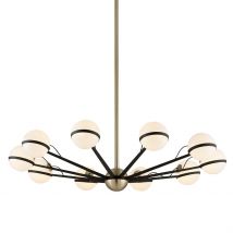 Ace 10 Light Chandelier Textured Bronze Brushed Brass, Glass