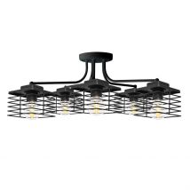 Edison Multi Arm Semi Flush Ceiling Light Black 65cm