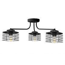 Edison Multi Arm Semi Flush Ceiling Light Black 65cm