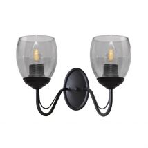 Allena Wall Lamp Black, Smokey 27cm