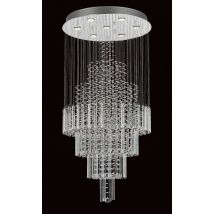 Barcelona Crystal 7 Light Stairwell Chrome Frame Cluster Pendant Ceiling Light