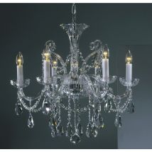 Bila ornate clear glass 6 Arm Chandelier