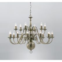 Flemish Antique Brass 18 Arm Chandelier