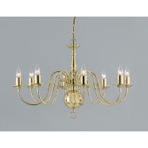 Flemish Polished Brass 8 Arm Chandelier