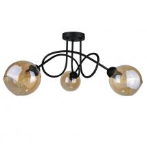 Venus Multi Arm Semi Flush Ceiling Light Black, 70cm, 3x E27